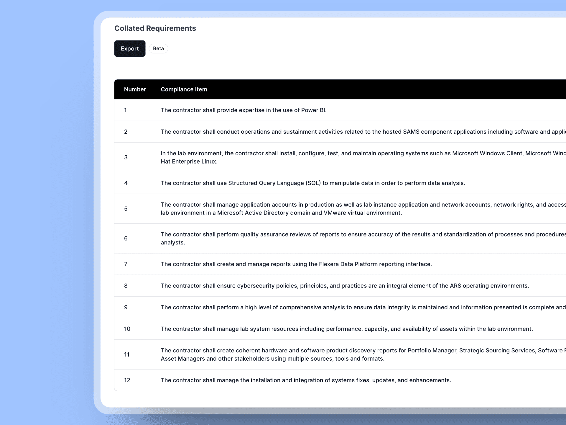 Compliance Matrix Generator