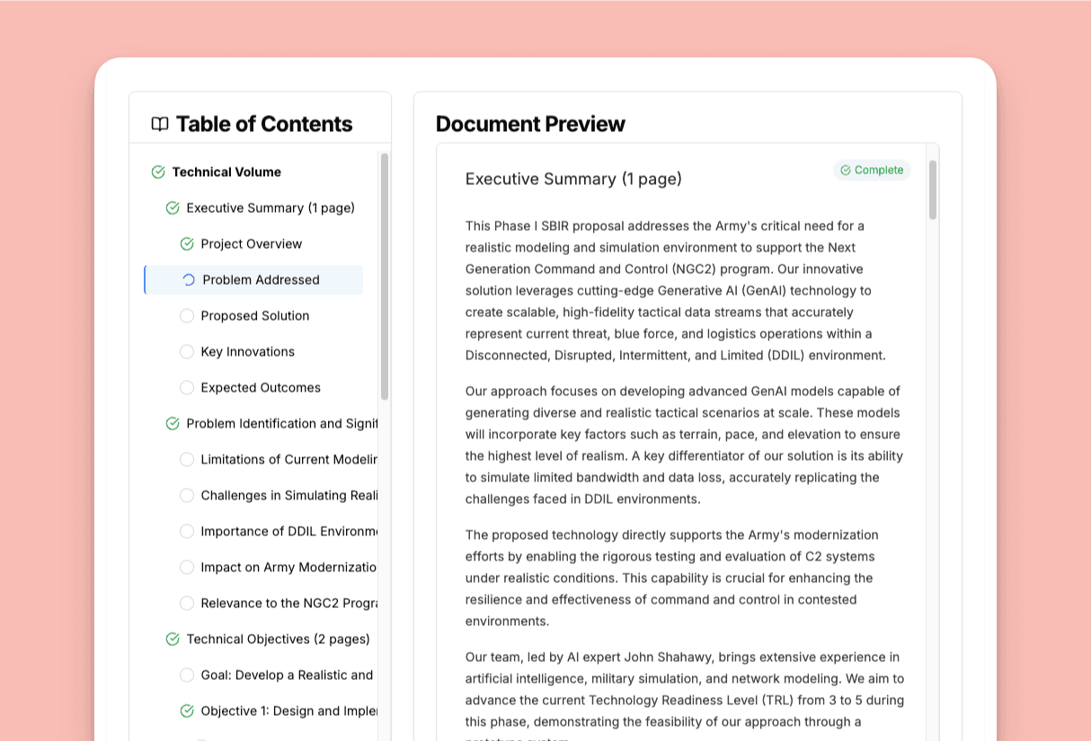 SBIR Proposal Generator